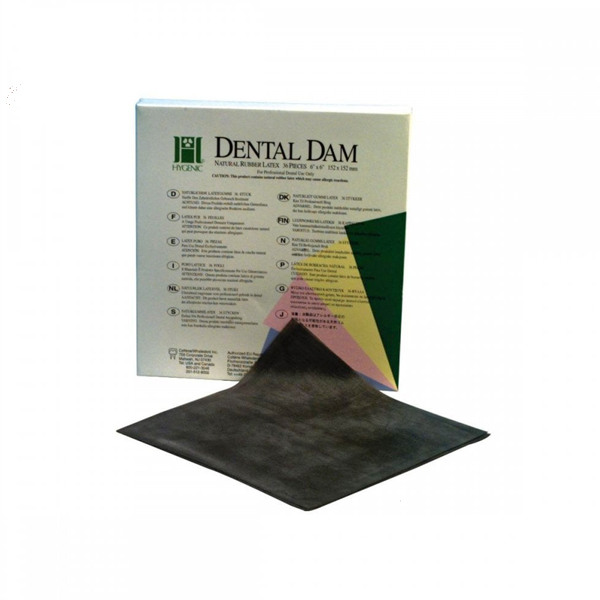 GOMA DIQUE - LATEX NEGRA 6x6 - CAJA 36 LAMINAS - HYGENIC