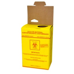 [BA02321] CAJA CARTON AMARILLA PARA DESECHOS CORTOPUNZANTES MEDIANA 14 CMS   X  20 CMS  X 10 CMS - 3 LTS. APROX